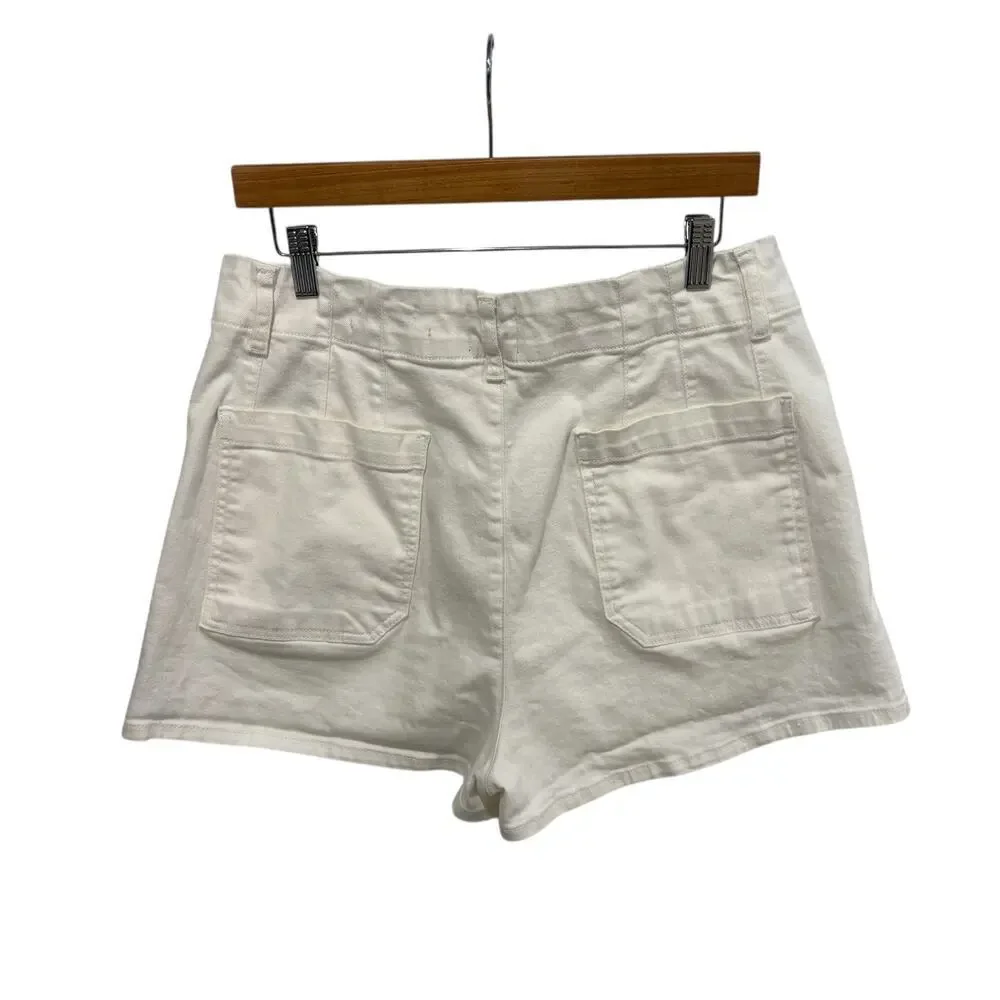 Anthropologie Maeve Colette Shorts White Women's 32 High Rise Patch Pockets - Picture 3 of 6